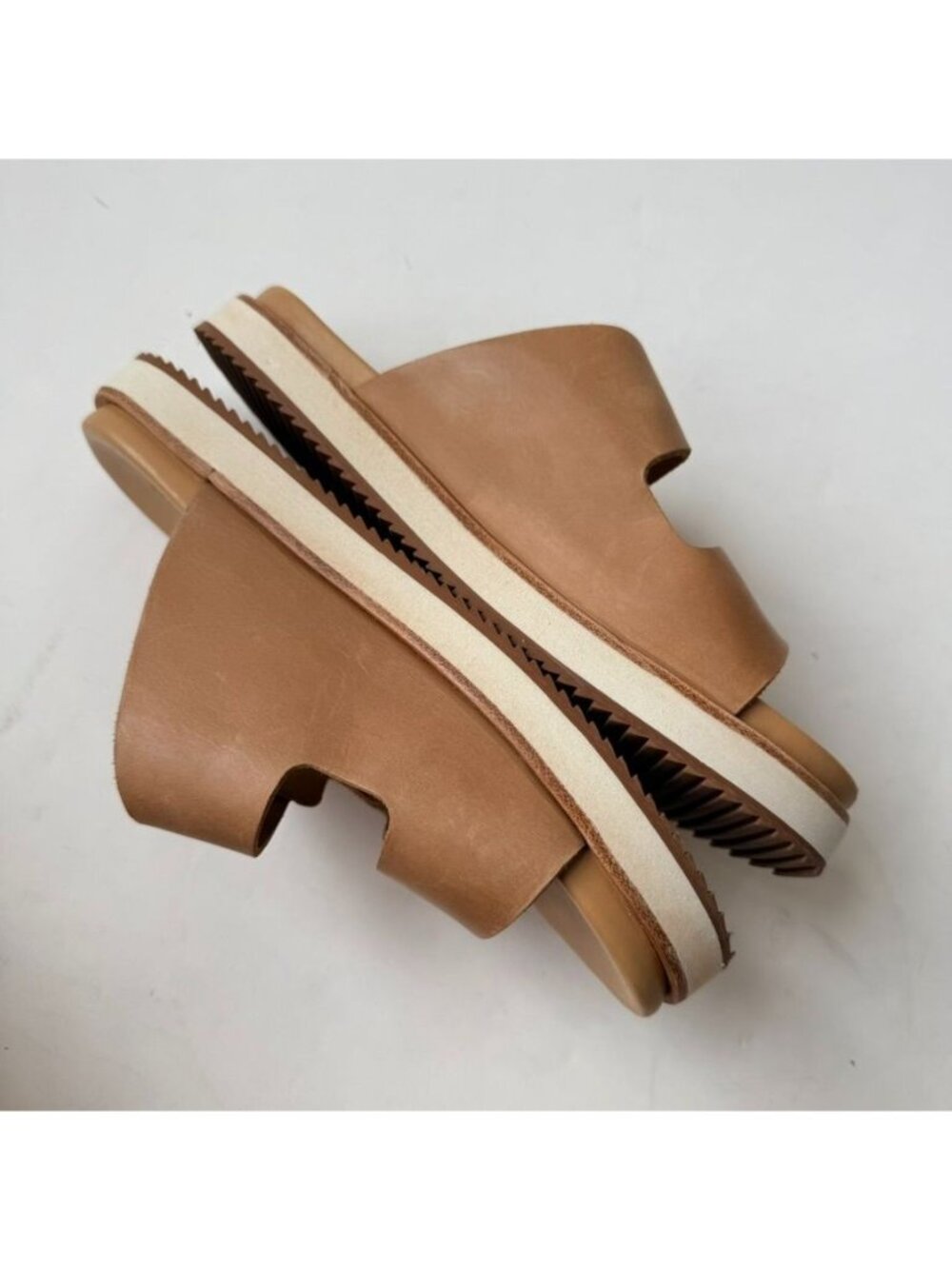 Nisolo Ella Platform Slide Womens Size 6.5 Beige Leather Sandals Comfor - Picture 3 of 12